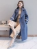 Áo khoác lông cừu Hepburn nữ dài phần phiên bản Hàn Quốc 2018 mới haze xanh cashmere áo choàng hai mặt cashmere Áo len lót đôi