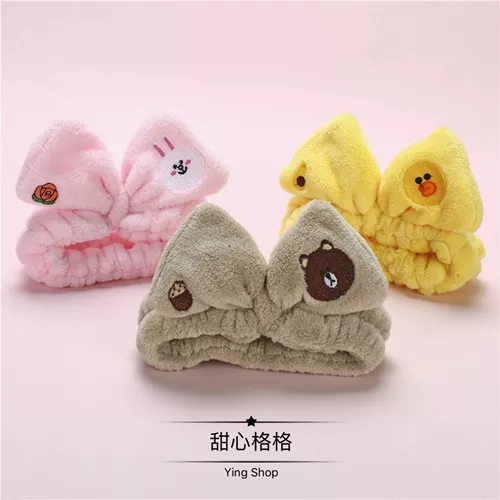 Японская плюшевая повязка на голову, кролик с бантиком, ободок для умывания, в корейском стиле, с медвежатами