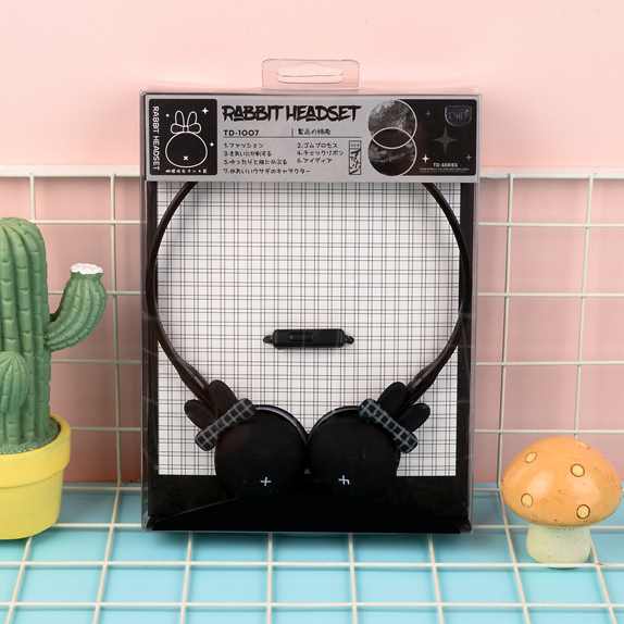 Bow Cute Rabbit Black & HeadwearKorean version lovely Cartoon cute Rabbit rabbit Totoro motion Hanging ear type Headwear music girl student personality originality headset