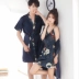 Mùa hè ngắn tay vài bộ đồ ngủ nam giới và phụ nữ Hàn Quốc phiên bản của băng lụa áo sexy lụa dây đeo nightdress nhà dịch vụ phù hợp với quần áo ngủ nữ Night Robe