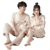Vài bộ đồ ngủ mùa xuân và mùa hè của phụ nữ dài tay băng lụa cardigan dịch vụ nhà nam Hàn Quốc lụa lỏng mở khóa đồ ngủ bộ đồ bộ Cặp đôi