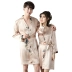 Hàn quốc phiên bản của cặp vợ chồng đồ ngủ mùa xuân và mùa hè băng lụa sling áo choàng hai mảnh nightdress nữ nam lụa áo choàng tắm dịch vụ nhà phù hợp với Night Robe