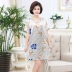 Mùa hè trung niên và người già nightdress ladies loose kích thước lớn lụa mỏng nightdress băng lụa có thể được đeo bên ngoài mẹ đồ ngủ