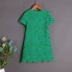 Quần áo trẻ em châu Âu và Hoa Kỳ dành cho phụ huynh và trẻ em mặc váy mùa hè cho mẹ màu rắn ren mới Một chiếc váy ngắn tay bé gái