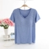 Nữ mùa hè đồ ngủ cotton T-Shirt với ngực pad áo ngực miễn phí dịch vụ nhà với áo ngực một vest yoga áo bông mỏng