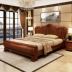 Phòng ngủ chính theo phong cách châu Âu Giường gỗ nguyên khối 1,8 m Giường cưới đôi Nội thất nước Mỹ đơn giản hiện đại 1.5 lưu trữ giường hộp cao - Giường Giường