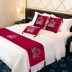 Phong cách châu Âu thiên nga màu ánh sáng sang trọng đám cưới khách sạn giường cờ khăn đầu giường và khăn trải giường giường và bữa sáng tùy chỉnh cao cấp drap phủ giường Khăn trải giường