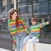 Gia đình cha mẹ và con ba mẹ con gái phong cách nước ngoài xuân hè 2020 mới trai gái mặc áo len áo len cho bé - Trang phục dành cho cha mẹ và con Trang phục dành cho cha mẹ và con