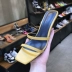 Xiao Su Su Dongdaemun sandal phong cách mới ol rộng rãi hình vuông đầu vuông với dép hở ngón dày với B33F - Dép