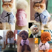 Quần áo thú cưng chó nhỏ chó chó quần áo trắng bên áo sơ mi đen mùa xuân và mùa hè tải gấu Teddy Bomeibi - Quần áo & phụ kiện thú cưng