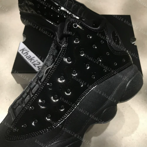Khaki24 Air Jordan 13 AJ13 Black Cat Pacific Pure Black Samurai Gao Gang 414571-012