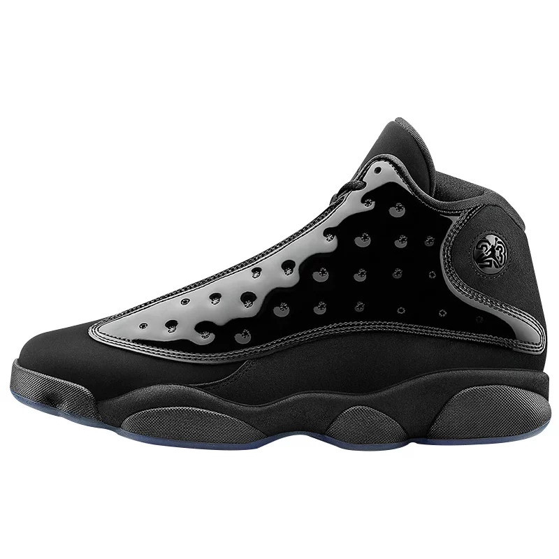 [Khaki24 Air Jordan 13 AJ13 черная кошка лаковая чисто черная воин ботинки высокая обувь кожаная ∙ 414571-012]