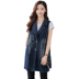 Fat MM thời trang size lớn nữ vest nữ 2018 mới vest denim mùa xuân và mùa thu mới vest dài vest áo khoác nữ cá tính Áo vest