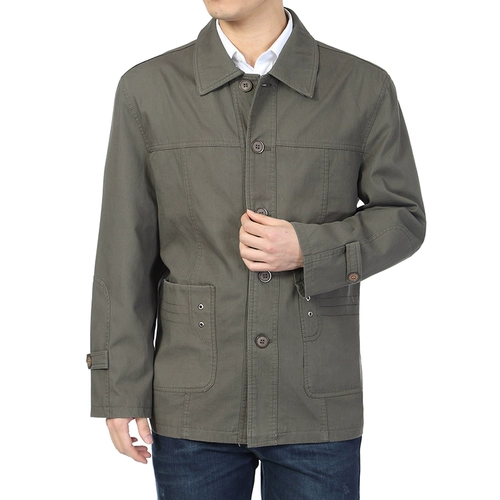 Хлопковая осенняя куртка для пожилых людей, пряжка, для среднего возраста, свободный крой, большой размер