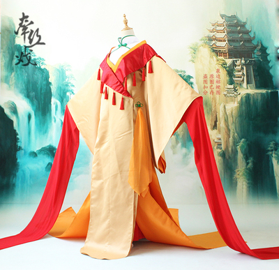 taobao agent Virtual singer Yanhe Sikou COSPLAY Water Sleeve Cheongsam Orange Red Costume