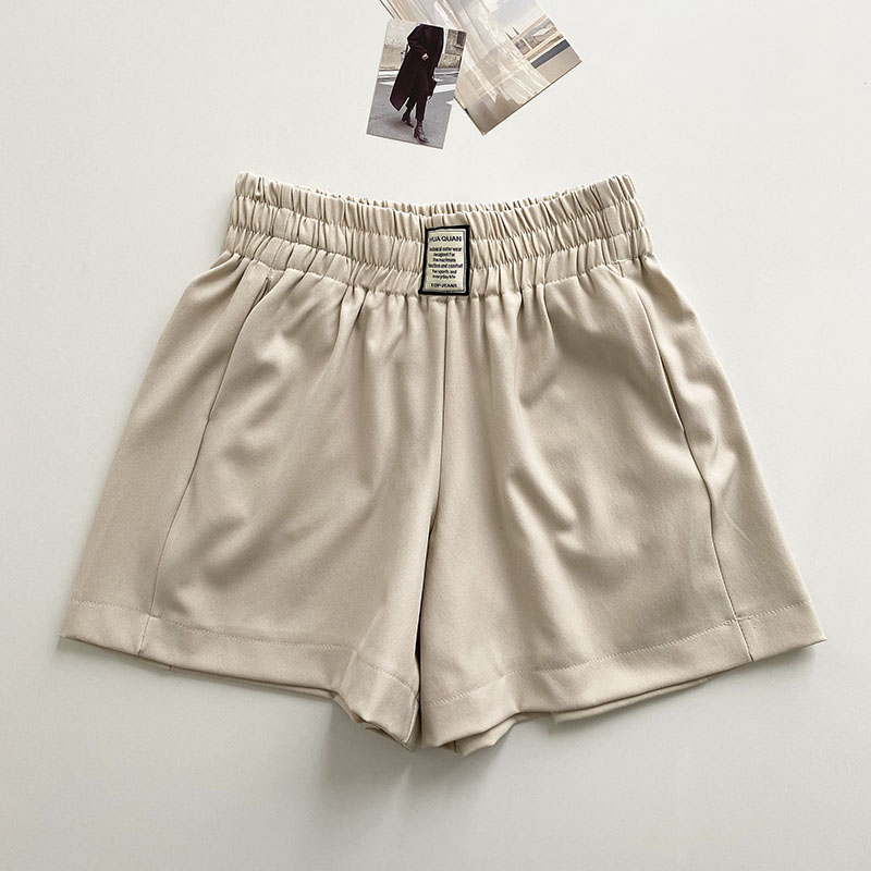 ApricotTightness High waist Casual pants female 2021 summer new pattern Korean version Show thin easy Broad legs Versatile Wear out shorts tide