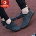 Cũ Bắc Kinh gót chân phẳng giày nam giới và phụ nữ mùa xuân giày dừa không trượt giày làm việc nông miệng thấp để giúp giày đơn thể thao tie những người yêu thích