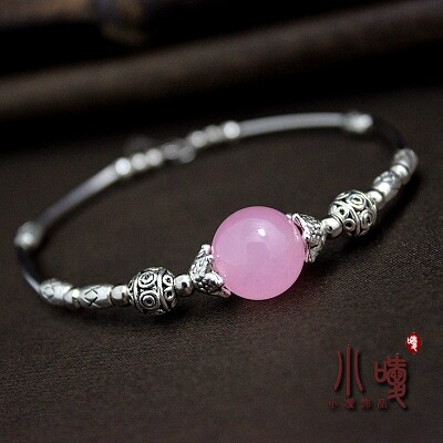 Tibetan Tibetan silver jewelry Miao silver bracelet original retro national wind diy handmade agate bracelet female bracelet B071