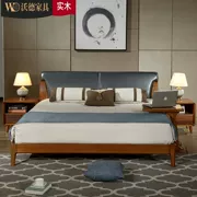 Tất cả gỗ rắn vàng đôi gỗ mun da giường 1,8 m 1,5 Ugyen gỗ phòng ngủ hôn nhân hiện đại áp lực lưu trữ giường - Giường