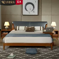 Tất cả gỗ rắn vàng đôi gỗ mun da giường 1,8 m 1,5 Ugyen gỗ phòng ngủ hôn nhân hiện đại áp lực lưu trữ giường - Giường mẫu giường ngủ đơn giản