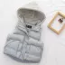 Mùa thu và mùa đông cô gái xuống áo vest cotton ngắn dày trùm đầu ấm áp quần áo cotton giản dị vest trẻ em vest cha mẹ trẻ em