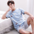 Pyjamas nam mùa hè ngắn tay bông người đàn ông giản dị của quần short mùa hè thanh niên cotton phần mỏng có thể được đeo bên ngoài dịch vụ nhà phù hợp với đồ ngủ nữ Bên ngoài ăn mặc