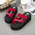 2018 mới người Anh gió flip flops nữ mùa hè trượt cao gót dép nêm ngoài trời pinch dép bãi biển dép quai ngang nữ Dép