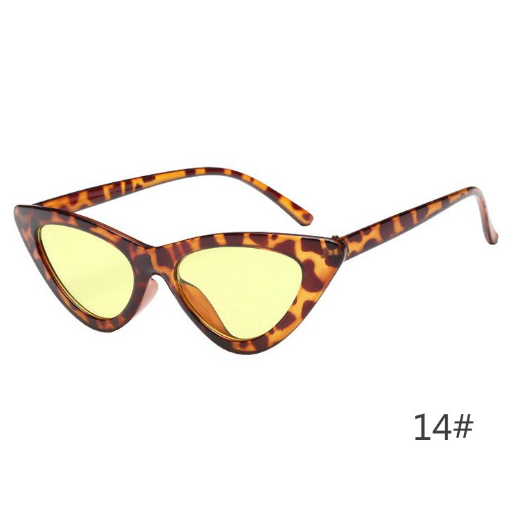Leopard Print Yellow SliceEurope and America Retro triangle cat eye Sunglasses female Korean version tide ins disco dancing hottie Sun glasses Internet celebrity Street shot Hip hop