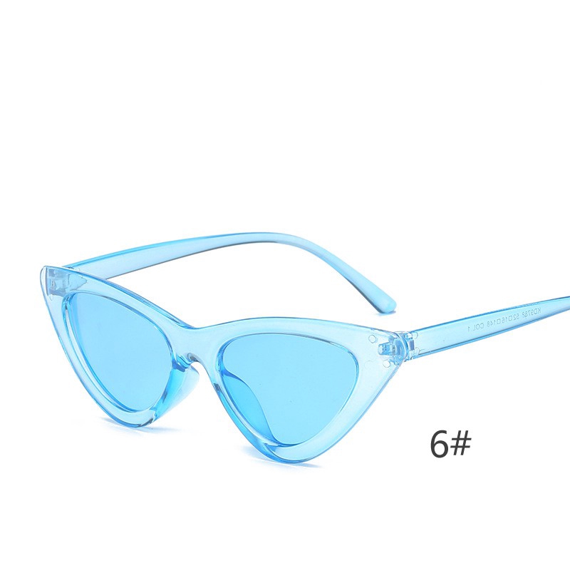 6 ᦇ & Transparent Blue Light Blue SheetEurope and America Retro triangle cat eye Sunglasses female Korean version tide ins disco dancing hottie Sun glasses Internet celebrity Street shot Hip hop