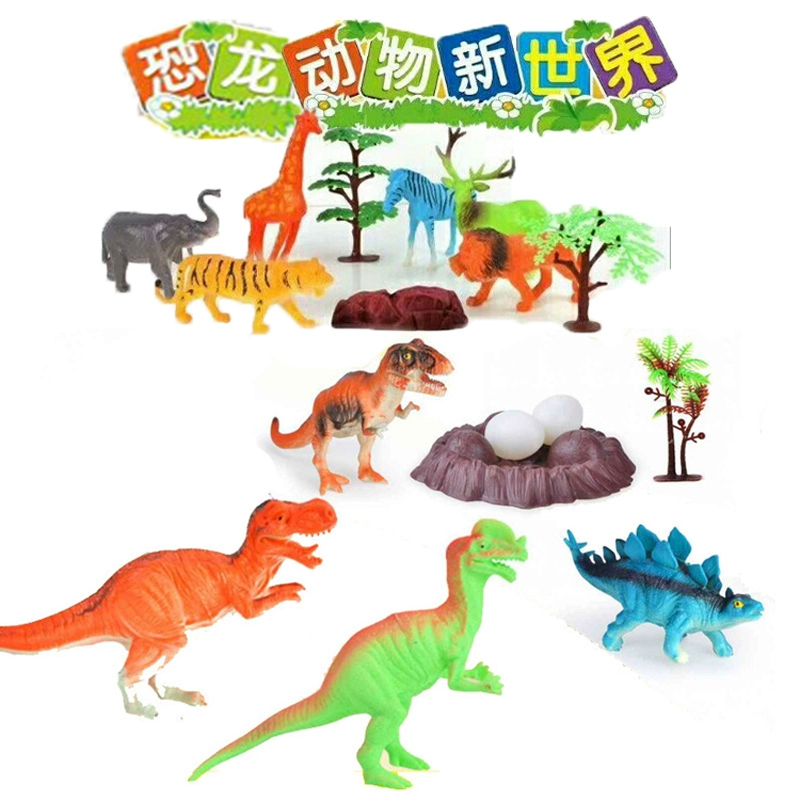 Mô phỏng Đồ chơi vui nhộn Jurassic World Dinosaur Animal Set Mô hình Tyrannosaurus Brachiosaurus Tiger Quà tặng trẻ em - Đồ chơi gia đình