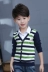 Mùa xuân và mùa thu 2019 Trẻ em mặc áo thun đáy cổ áo dài tay Cotton giả 2 mảnh Big Boy Tops - Áo thun