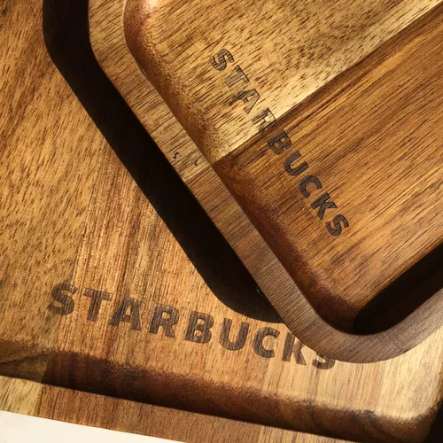 Подлинный магазин висящих Starbucks с резным логотипом Goddess Natural деревянный поднос деревянный чай
