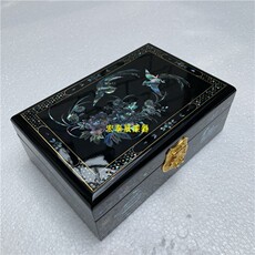 шкатулка 【宏泰晟漆器】扬州镶嵌贝壳工艺品 实木珠宝盒 漆器首饰盒