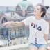 [Korea Fila] 18 năm chữ lớn LOGO Những người yêu thích áo phông ngắn tay bình thường FS2RSA2001X - Áo phông thể thao áo tank top gym Áo phông thể thao