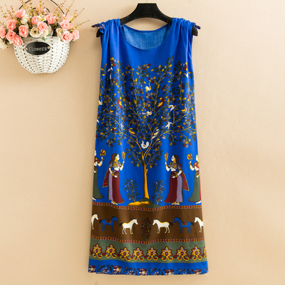 23Fat mm Big size pajamas female summer Nightdress poplin  Medium and long term easy Thin middle age female robe camisole Over the knee vest
