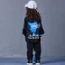 Trẻ em hip hop phù hợp với mùa thu đen dài tay hai mảnh nhảy đường phố quần áo lỏng lẻo trống trống trang phục thủy triều