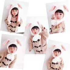 Комплект из двух частей 儿童帽子男宝宝护耳帽男童女童帽秋冬季婴幼儿围巾围脖一体婴儿帽