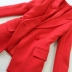 Kích thước lớn của phụ nữ 2018 mùa xuân và mùa hè mới lớn màu đỏ Mỏng một nút phù hợp với + loa quần phù hợp với Business Suit