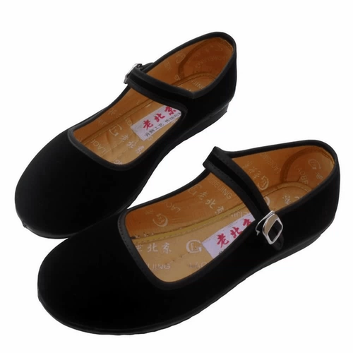 Женская старая пекинская ткань обувь мягкая подошва женская черная ткань саженцы танцевальная обувь для обуви плоские подошва женская одиночная обувь