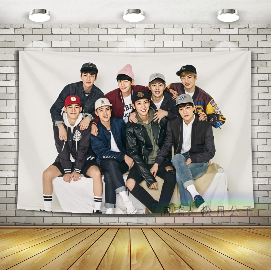 Bright YellowEXO Park canlie Bian Boxian Wu Shixun Zhang Yixing Kris Hanging cloth Wall cloth Tapestry dormitory Background cloth decorate