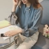 Quần áo thu đông 2018 phiên bản mới của Hàn Quốc của tay áo lỏng lẻo đầu mỏng phần tay dài áo voan nữ