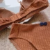 Bánh quế bông tam giác đơn giản không có vòng thép áo lót phù hợp với retro rắn màu xanh cam BL07 - Bộ đồ lót quần áo lót Bộ đồ lót