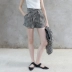 Xijia 2018 mùa hè mới phù hợp với quần short thời trang tính khí đi lại cao eo lỏng linen quần short kẻ sọc nữ Quần short