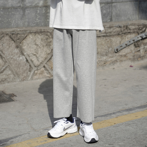 Zijun men's summer sports pants men's ins trend loose straight pants Korean fashion brand solid color nine point pants