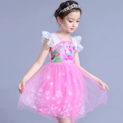 Công chúa Aisha đông lạnh Váy công chúa Váy bé gái mùa hè 4 tuổi Cô bé mùa hè Quần áo cotton 5 - Váy