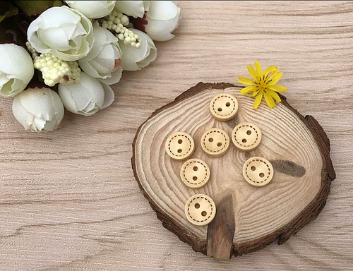 Деревянная пластиковая пуговица натуральная кнопка для кнопки пряжка деревянные бровей круглый пунктирный лазерный лазерный маркировка пряжка