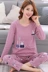 Bộ đồ ngủ nữ cotton dài tay mùa xuân và mùa thu dễ thương XL dịch vụ tại nhà mùa đông phiên bản Hàn Quốc của phần mỏng có thể mặc bên ngoài bộ đồ áo kiểu nữ Bộ Pajama