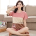 Đồ ngủ phụ nữ mùa hè bông ngắn- tay quần short Hàn Quốc phiên bản của mùa xuân và mùa thu dễ thương phim hoạt hình sinh viên bông mỏng phần dịch vụ nhà