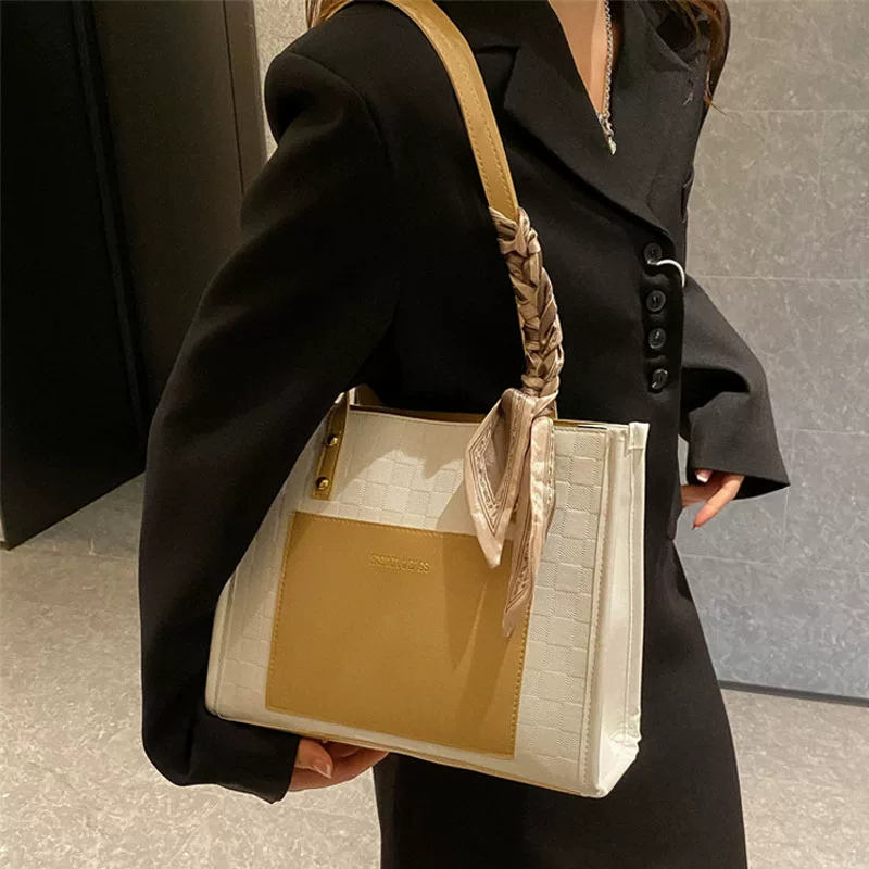 Capacious bag, retro chess, 2022 collection, high-quality style