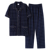 Mùa hè người đàn ông trung niên của quần mỏng cotton đồ ngủ đặt ngắn tay cotton nửa tay béo quần áo nhà XL Bộ Pajama